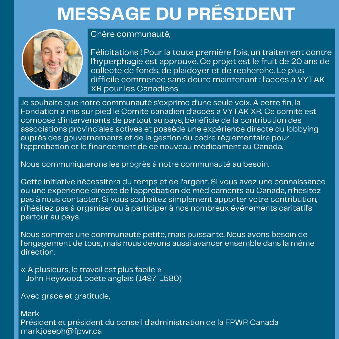 DCCR Message from president - French